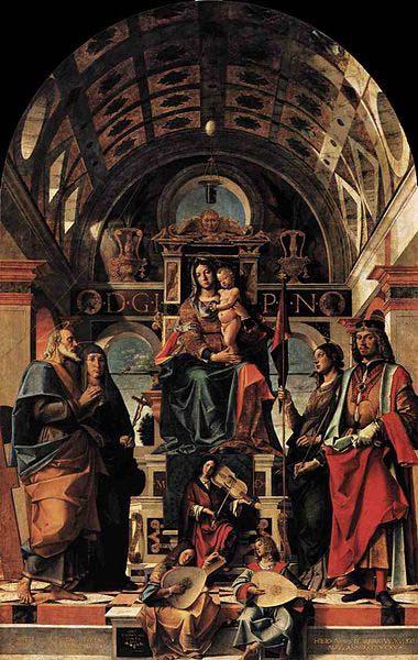 Bartolomeo Montagna Madonna and Child Enthroned with Saints oil painting picture